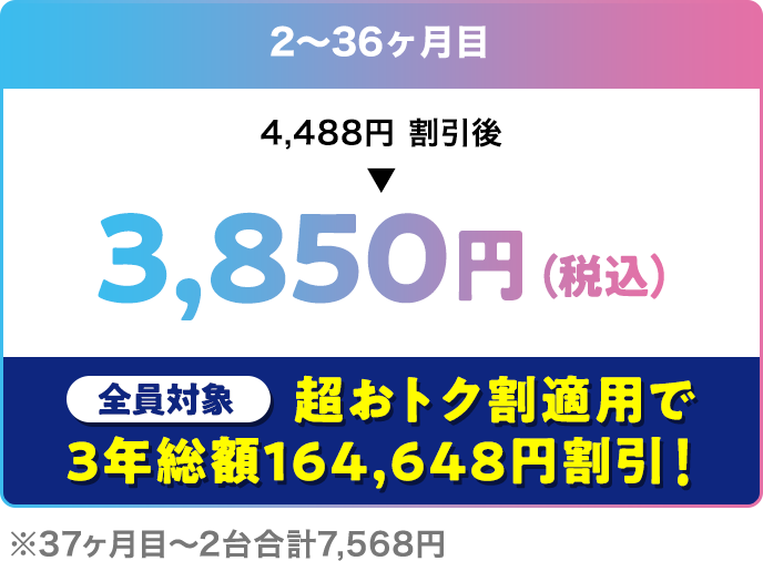 2~36ヶ月目3,850円(税込)