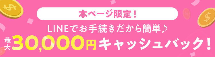 本ページ限定！LINEでお手続きだから簡単 最大30,000円キャッシュバック！