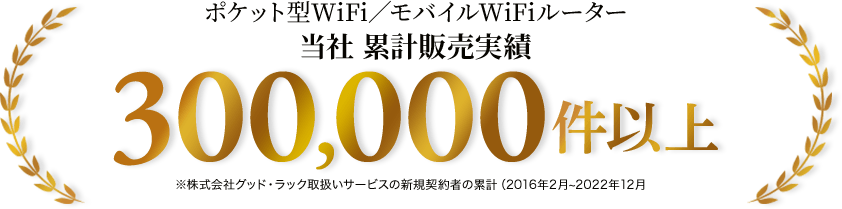 ポケットWiFi/モバイルWiFiルーター当社累計販売実績300,000件以上